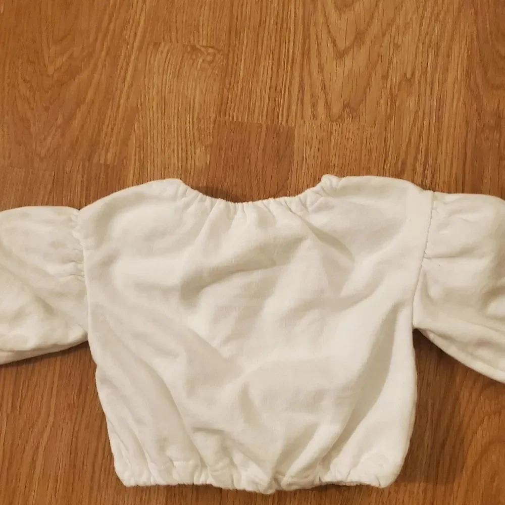 Il Gufo White Balloon Sleeve Front Zip Jacket size 9 months